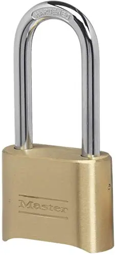 Master Lock brass combination padlock with extended 2-1/4 inch shackle