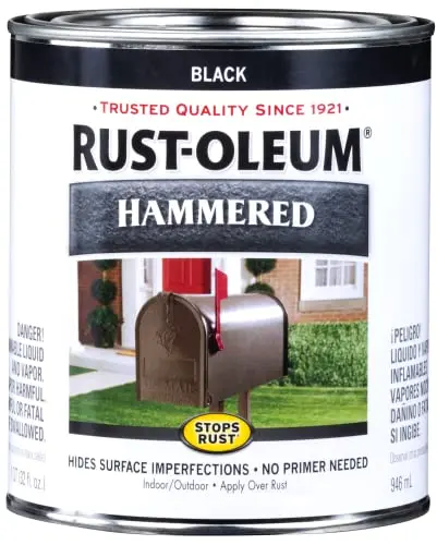 Rust-Oleum Stops Rust Hammered Finish Paint in a black quart can