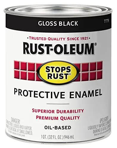 Rust-Oleum Stops Rust Gloss Paint in a black quart can