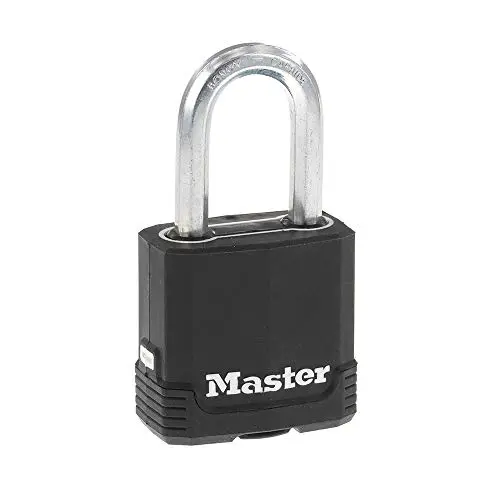 Master Lock Magnum heavy-duty weatherproof padlock with a tough shackle