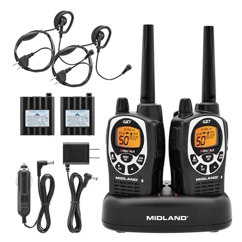Midland GXT1000VP4 black and silver two-way GMRS radio pack