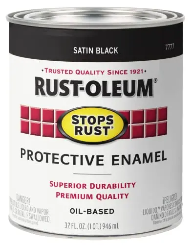 Rust-Oleum Stops Rust Satin Paint in a black quart can