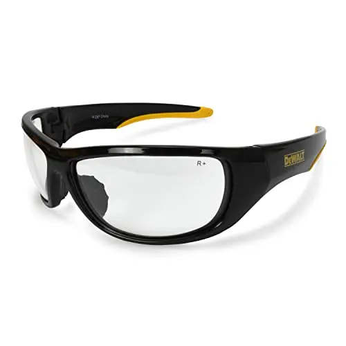 DEWALT Dominator safety glasses with black full frame and clear wraparound lens