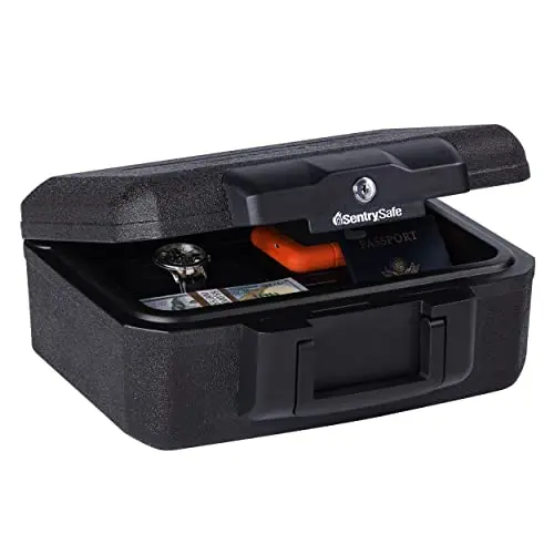 SentrySafe black portable fireproof lock box with handle