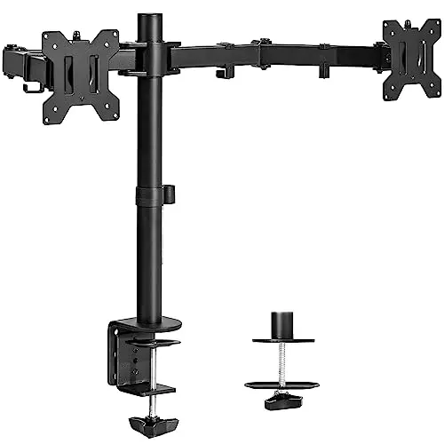 VIVO dual monitor stand with C-clamp and adjustable arms