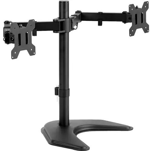 VIVO freestanding dual monitor stand with large metal base