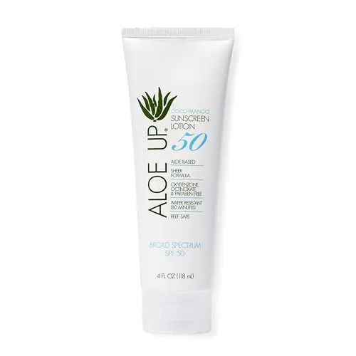 Aloe Up SPF 50 sunscreen with aloe vera and coco-mango scent