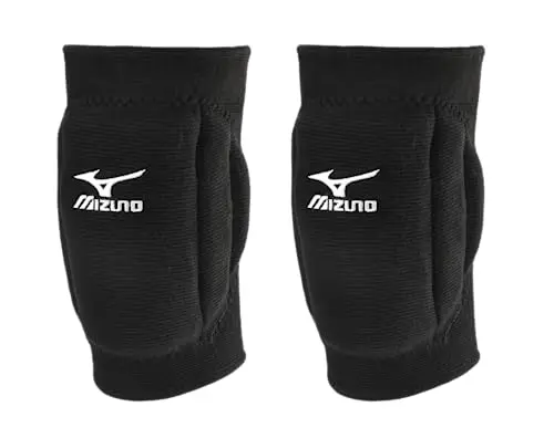 Mizuno T10 Plus black volleyball knee pads showing the full sleeve design