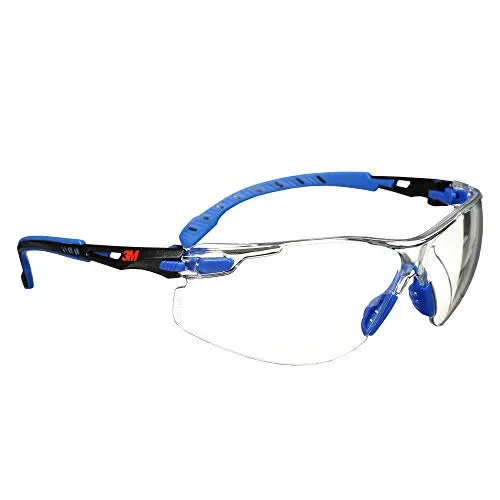 3M Solus 1000 safety glasses with clear lens and low-profile blue/black frame