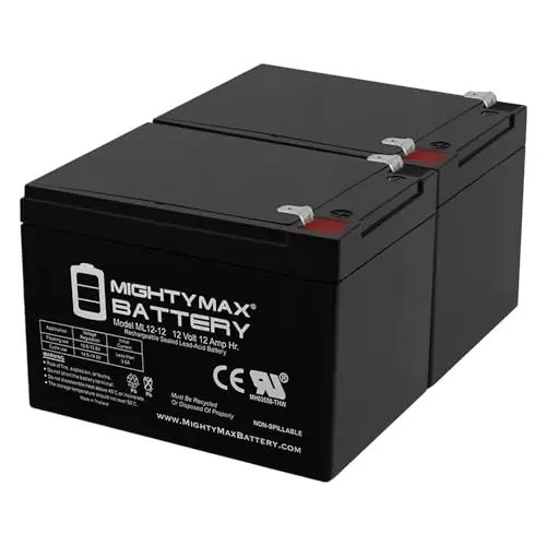 Mighty Max Battery 12V 12AH sealed lead acid battery two-pack for solar gate openers