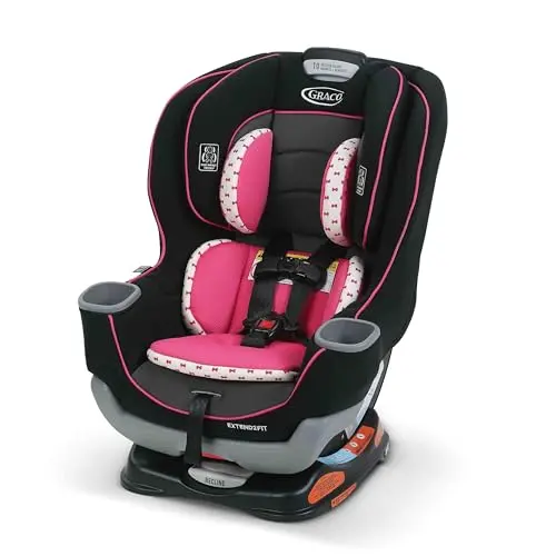 Graco Extend2Fit 2-in-1 convertible car seat in Kenzie color, showing extended leg room panel.