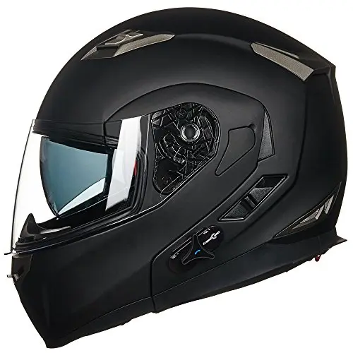 ILM 953 Bluetooth integrated modular motorcycle helmet in matte black