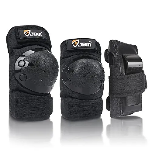 JBM 3-in-1 protective set including knee pads, elbow pads, and wrist guards.