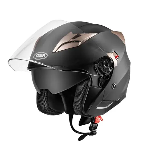 YEMA YM-627 open face 3/4 motorcycle helmet in matte black