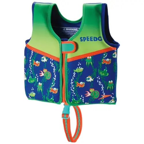 Speedo Unisex-Child Classic Life Vest in blue with penguin design