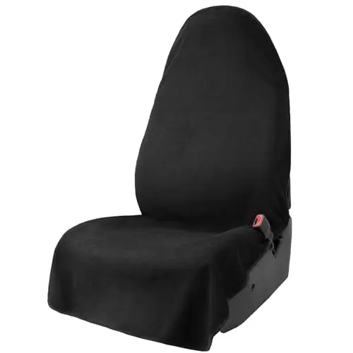 Leader Accessories universal black towel seat cover on a car seat