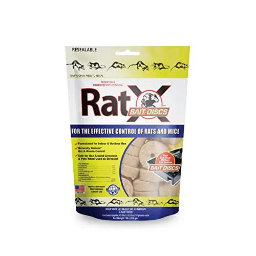 Bag of pre-formed RatX bait discs for rodent control