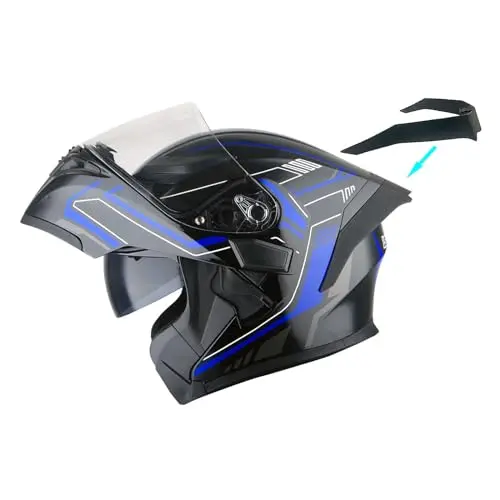1Storm modular flip-up motorcycle helmet in arrow blue with dual sun shield