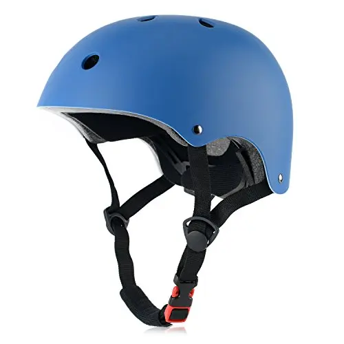 OUWOER adjustable kids bike helmet in blue, showing its multiple vents and dial fit system