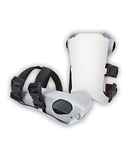 ProKnee AP16 black and white foam knee pads with large frame and buckle