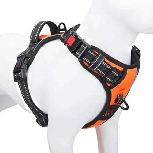 PHOEPET Orange Medium Dog Harness with front clip