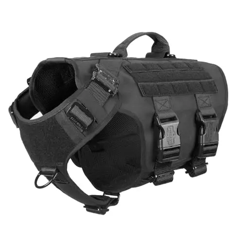 ICEFANG GN3 Tactical Dog Harness in black on a large dog