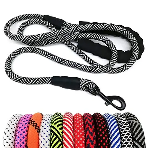 MayPaw black nylon rope dog leash with a padded handle and heavy-duty metal clip.