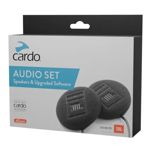 Cardo 45mm Audio Set single pack in black packaging