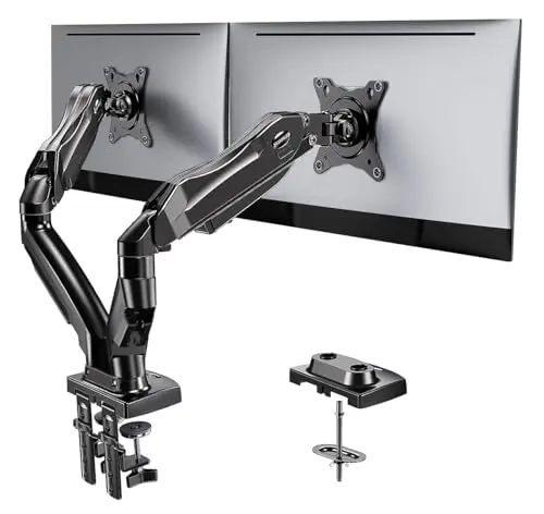 HUANUO dual monitor arm stand holding two screens