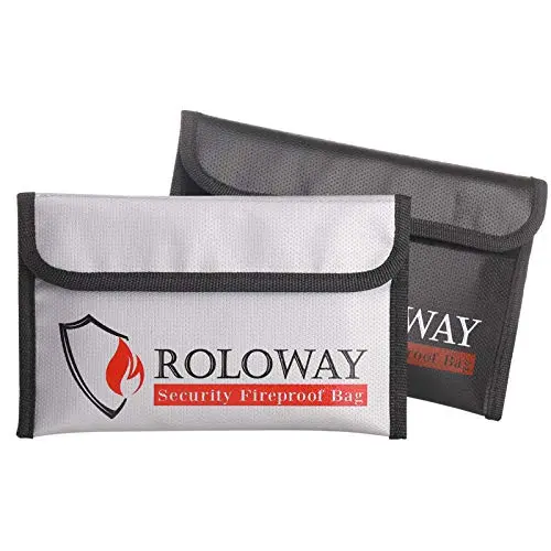 ROLOWAY small grey and black fireproof money bag