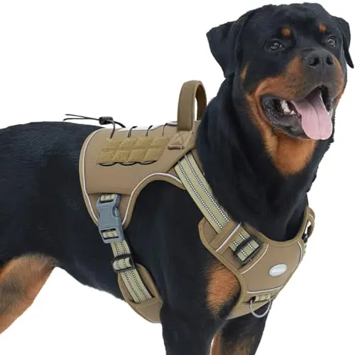 Auroth Tactical Dog Harness in army yellow on a golden retriever