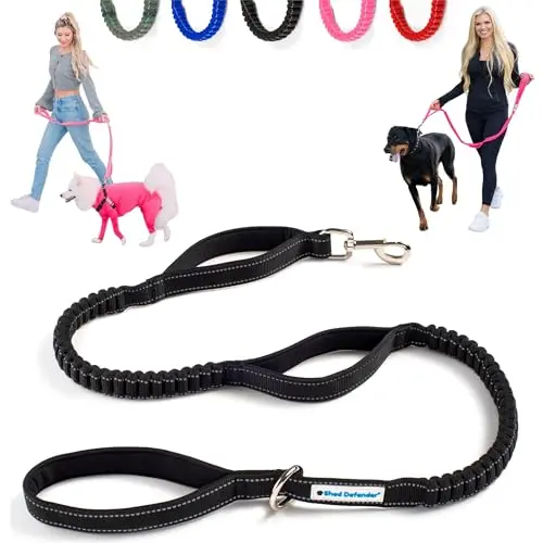 Shed Defender black bungee dog leash with three padded handles