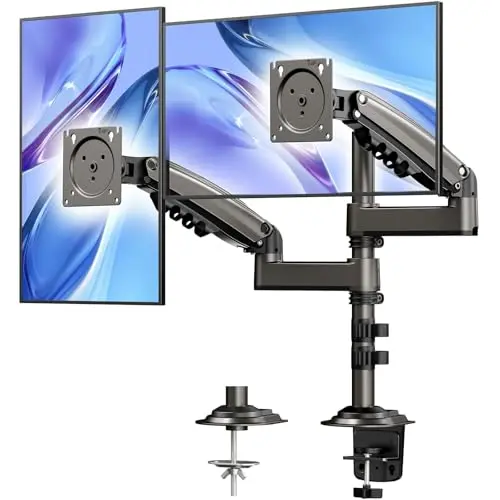 HUANUO dual monitor gas spring mount with extended height adjustment