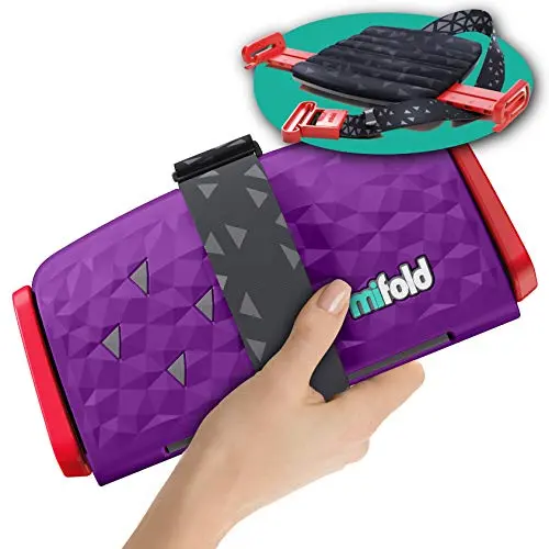 Mifold Comfort booster seat showing compact folded size