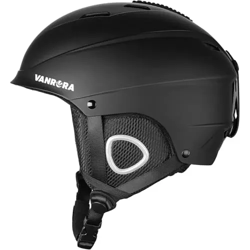 VANRORA Stomper ski helmet with matte black finish and adjustable vent sliders