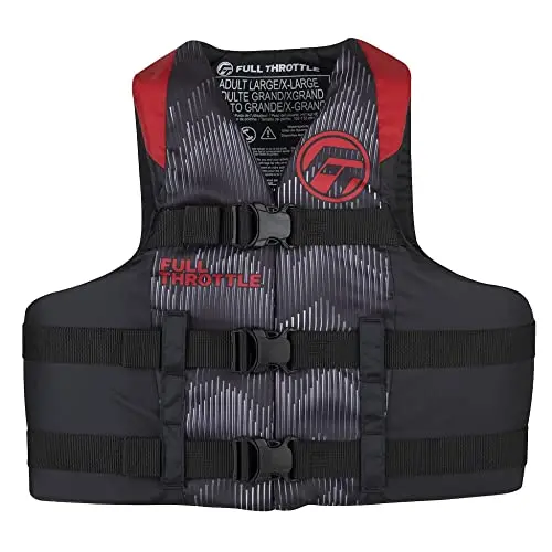 Full Throttle adult nylon life jacket in red, size 4X/7X
