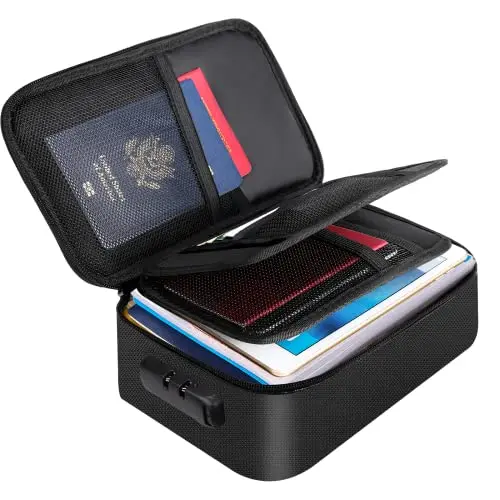 ENGPOW small black fireproof storage organizer case with lock