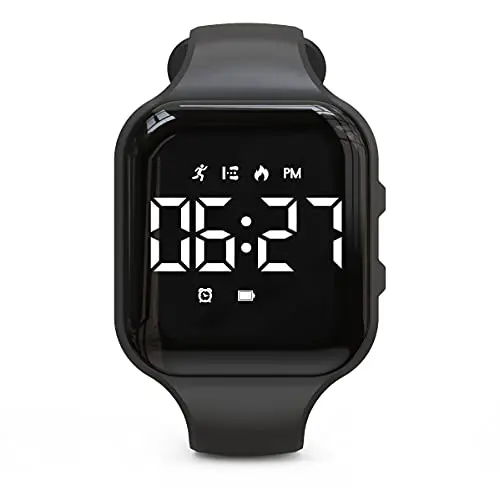 Focwony square black digital pedometer watch