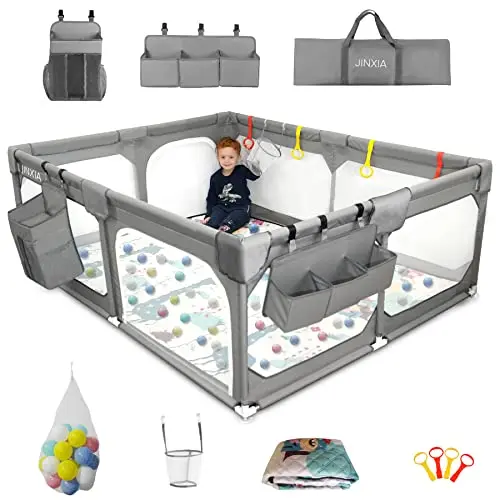 JINXIA large baby playpen with included folding mat and ocean balls