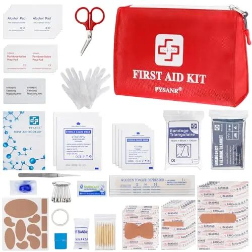 PYSANR small first aid kit with 150 pieces including foil blanket