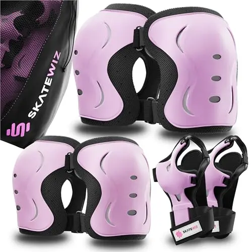 SKATEWIZ Impact knee and elbow pads for adults in pink and black