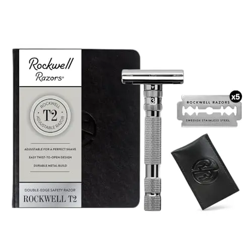 Rockwell T2 adjustable double edge safety razor in gunmetal chrome