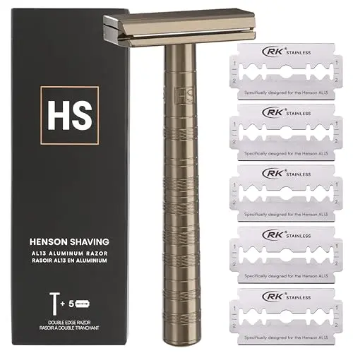 Henson AL13 Tan double edge safety razor with precision machined head