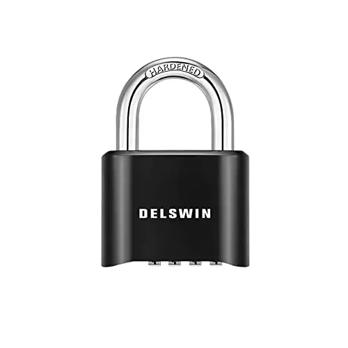 DELSWIN black combination padlock for outdoor locker or gate