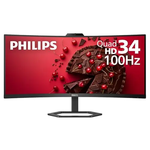 Philips 34-inch ultrawide monitor with built-in pop-up webcam