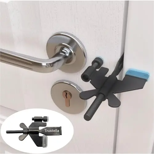 Trustella heavy-duty portable door lock with silicone protector caps
