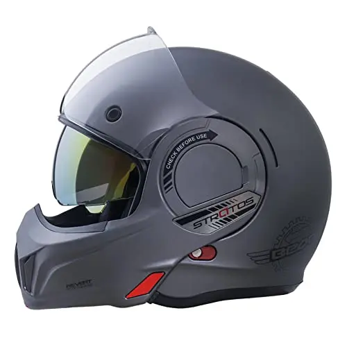 BEON matte titanium modular full-face motorcycle helmet with a flip-up chin guard