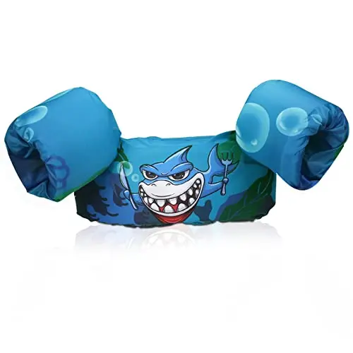 Biange small blue shark toddler swim vest for babies