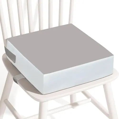 KAGIWEI grey PU waterproof toddler booster cushion with adjustable straps.
