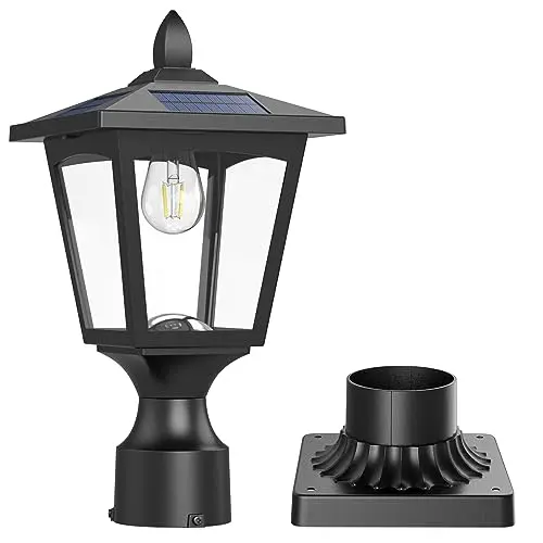 Modern Greluna solar post light with a hexagonal base